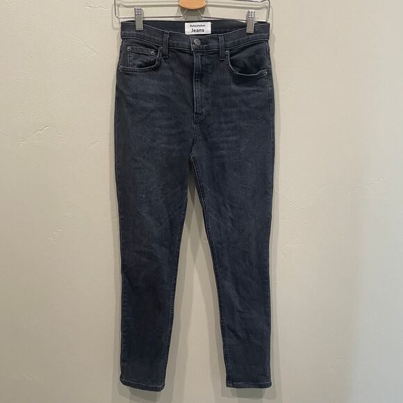 Reformation Denim - Reformation Jeans High & Skinny Crop Jeans Faded Grey Black - Size: 27